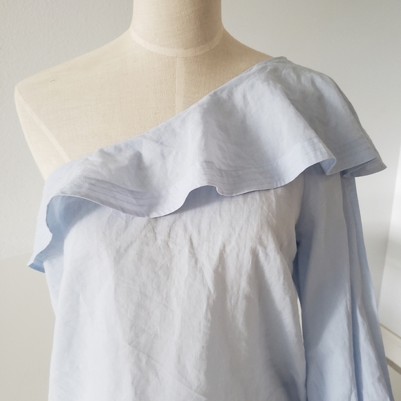 A.L.C. Brielle One-Shoulder blue Poplin Top size 10 NWT - Picture 6 of 12